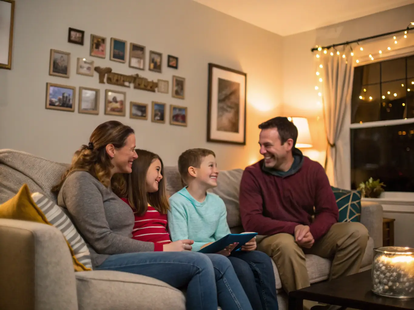 An image illustrating a modern Indian family, including grandparents, gathered together in a comfortable living room, reviewing financial documents and discussing retirement plans, emphasizing the importance of family financial security.